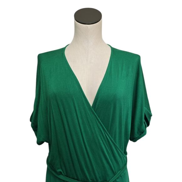 Eloquii Emerald Green True Wrap Stretch Jersey Knit Dress Size 18 Party Wedding - Picture 7 of 10